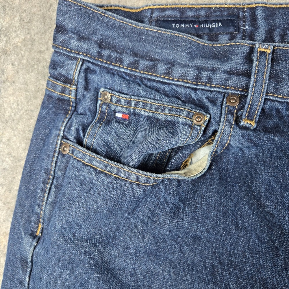 Tommy Hilfiger Jeans Mens 36x32 Blue Straight Leg Denim Pants 90s Skater Grunge - Picture 2 of 13